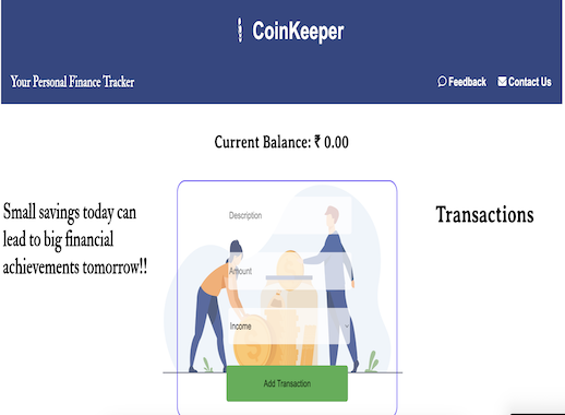 CoinKeeper:A web-based personal finance tracker that helps you keep track of your income and expenses.